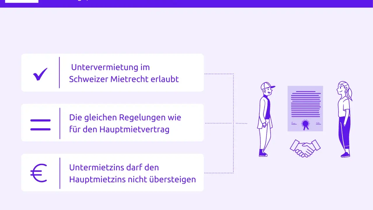 Der Untermietvertrag: Untervermietung erlaubt, gleiche Regeln wie Hauptmietvertrag, Untermietzins begrenzt.