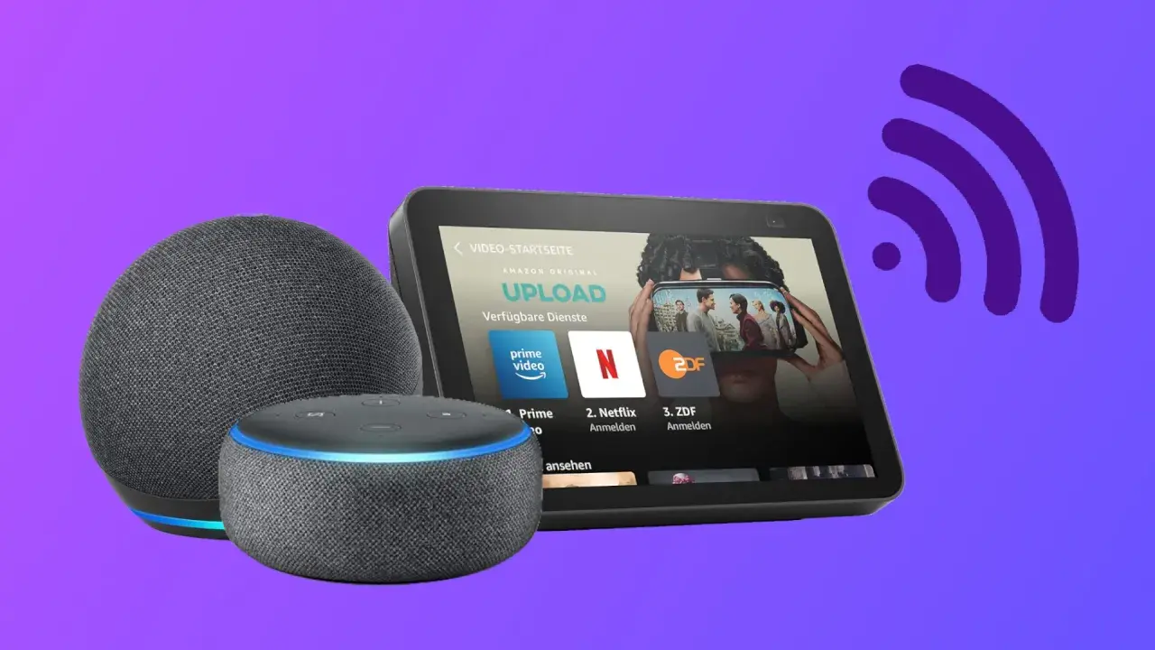 Alexa-Geräte und ein Echo Show mit Streaming-Apps. So verbinden Sie Alexa mit neuem WLAN.