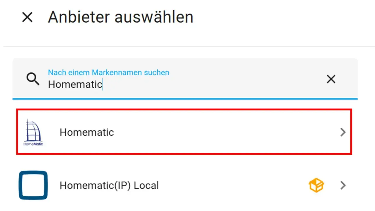 Homematic-Geräte für Google Home auswählen. Die Liste zeigt Homematic und Homematic(IP) Local.