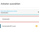 Homematic-Geräte für Google Home auswählen. Die Liste zeigt Homematic und Homematic(IP) Local.