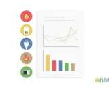 Grafiken zeigen Energieverbrauch und CO2 pro kWh Erdgas. Icons für Wasser, Heizung, Strom, Feuer und Klimaanlage.