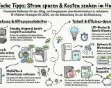 Stromfresser im Haushalt entlarven: Eine Tabelle zeigt, wie man mit Stoßlüften und Strommessgeräten Energie spart.