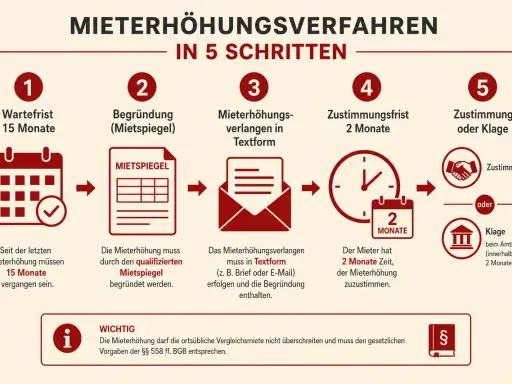Schritt-für-Schritt-Anleitung zur Mieterhöhung: Wartefrist, Mietspiegel, Textform, Zustimmungsfrist & Klage. Modernisierung auf Mieter umlegen ist hier nicht das Thema.
