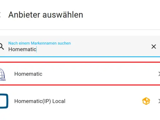 Homematic-Geräte für Google Home auswählen. Die Liste zeigt Homematic und Homematic(IP) Local.