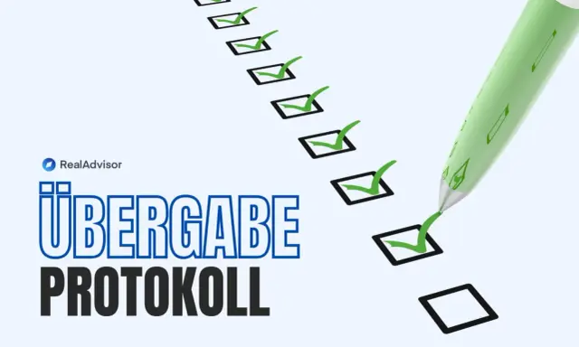 Übergabeprotokoll für die Vorabnahme der Wohnung. Ein grüner Stift setzt Häkchen auf einer Checkliste.